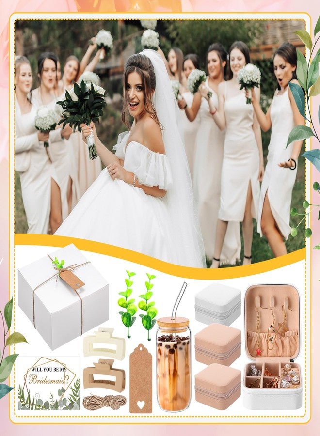 Quelay 56 Pcs Bridesmaid Proposal Gift Box, Mini Travel Jewelry Box, Bridesmaid Gift Box, Drinking Glass, Square Clips, Will You Be My Bridesmaid Invitation Card for Bachelorette Bridal Party Favors - Image 5