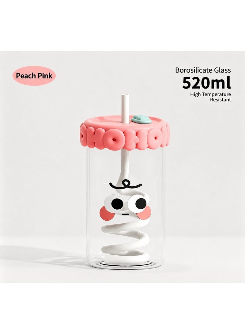 general 520ml Funny Glass Cup with Straw Heat Resistant - Image 1