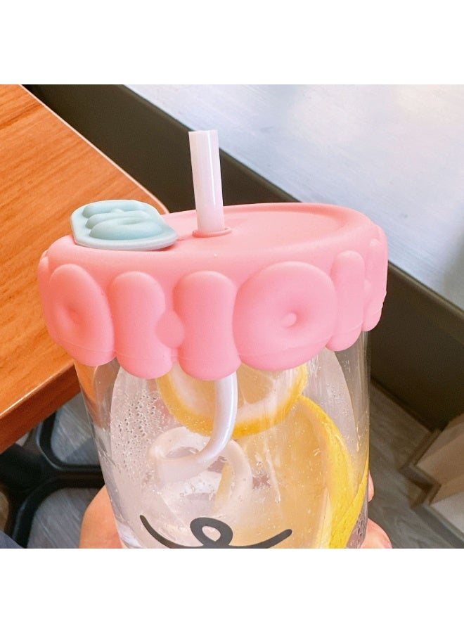 general 520ml Funny Glass Cup with Straw Heat Resistant - Image 3