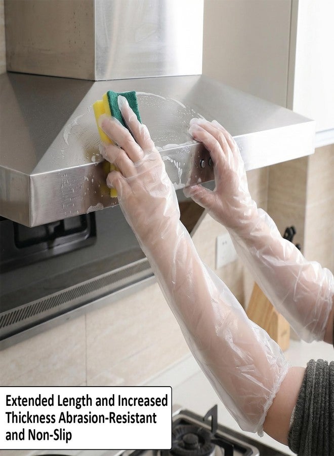 Hpmjz 10Pcs Long Sleeve Cleaning Gloves Dressing Gutting Gloves Plastic Arm Shoulder Length 17.72inch Reusable & Waterproof Protective Rubber Glove for Field Dressing House Cleaning Gardening Gutting - Image 4