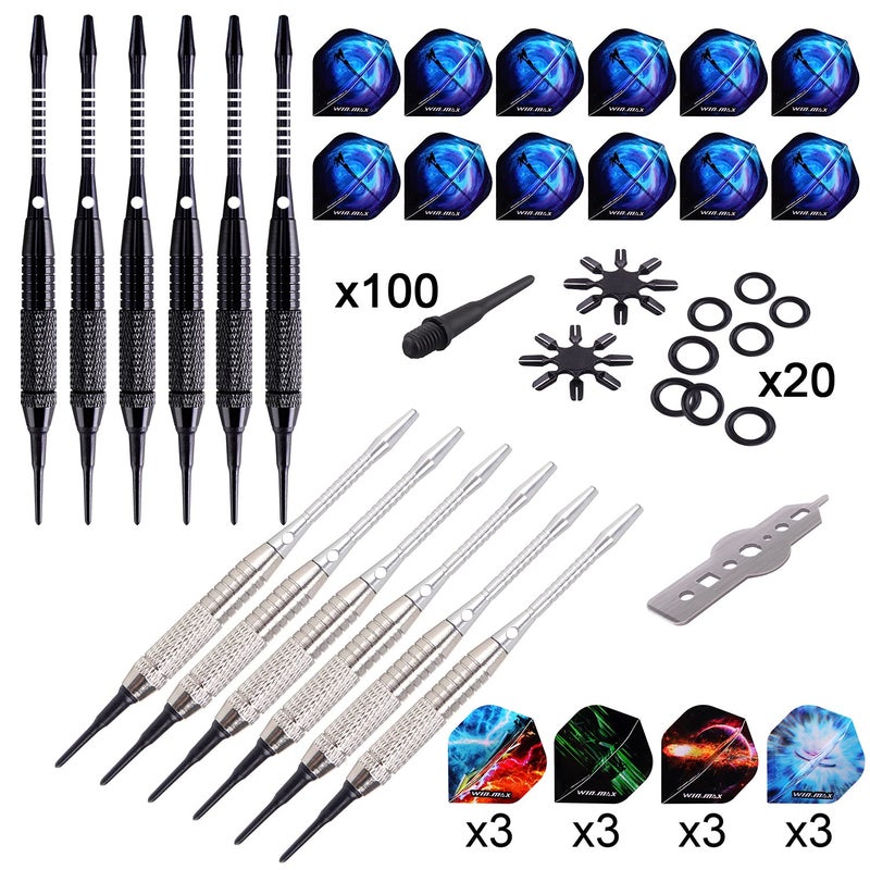 WIN.MAX Darts Plastic Tip - Soft Tip Darts Set - 12 Pcs 18 Gram with 100 Extra Dart Tips 12 Flights Flight Protectors and Wrench for Electronic Dart Board - Image 2
