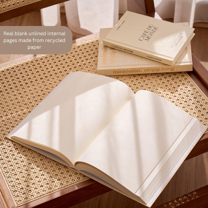 Moncur Home Faux Books for Decoration Coffee Table Books set of 3 Decorative Books Neutral Room Decor Aesthetic Shelf Decor Beige White Earth Tones Real Blank Pages Removable Covers Home DÃ©cor Accents - Image 4