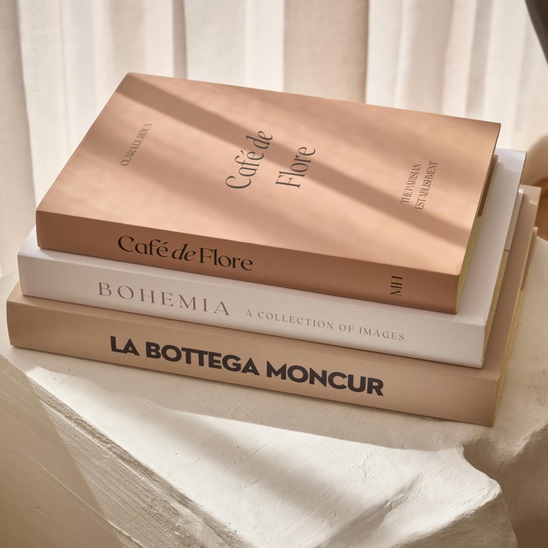 Moncur Home Faux Books for Decoration Coffee Table Books set of 3 Decorative Books Neutral Room Decor Aesthetic Shelf Decor Beige White Earth Tones Real Blank Pages Removable Covers Home DÃ©cor Accents - Image 1