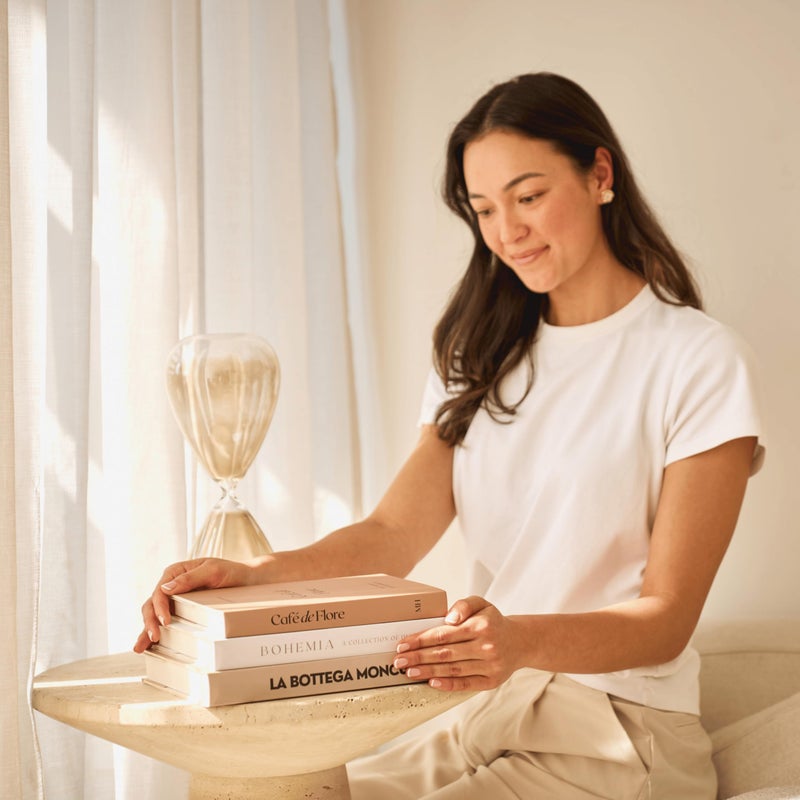 Moncur Home Faux Books for Decoration Coffee Table Books set of 3 Decorative Books Neutral Room Decor Aesthetic Shelf Decor Beige White Earth Tones Real Blank Pages Removable Covers Home DÃ©cor Accents - Image 3