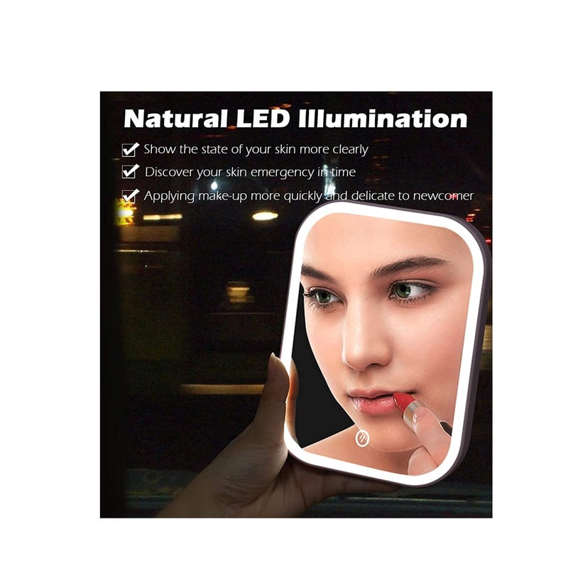 Barakah Makeup Mirror with Light and Magnifying Lighted Vanity with Touch Screen Dimmable Intelligent Switch Portable and Foldable Stand Makeup Mirror for Tabletop Bathroom 3 Color - Image 3