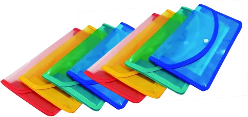 IMPRINT Expanding Clear Document Button Bag for A5 Size Pack of 8 Diffrent Colors - Image 1