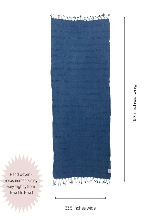 InfuseZen Stonewashed Turkish Bath & Beach Towel -100% Organic Turkish Cotton - Soft, Lightweight, Absorbent - Quick Dry, Sand Free - Swim, Pool, Shower, Travel - Peshtemal, Hammam Spa Towel - Blue - Image 3