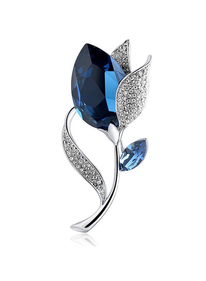 Beyond Tulip Brooche, Anti Rust and Anti Fading Alloy Brooch Pins, Corsage Scarf Clip Women Girls (Blue)  - Image 1