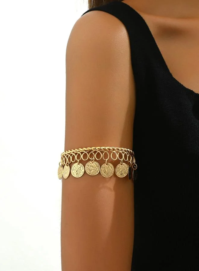 Take Two Take Two Gold Tone Coin Upper Arm Cuff Bracelet
