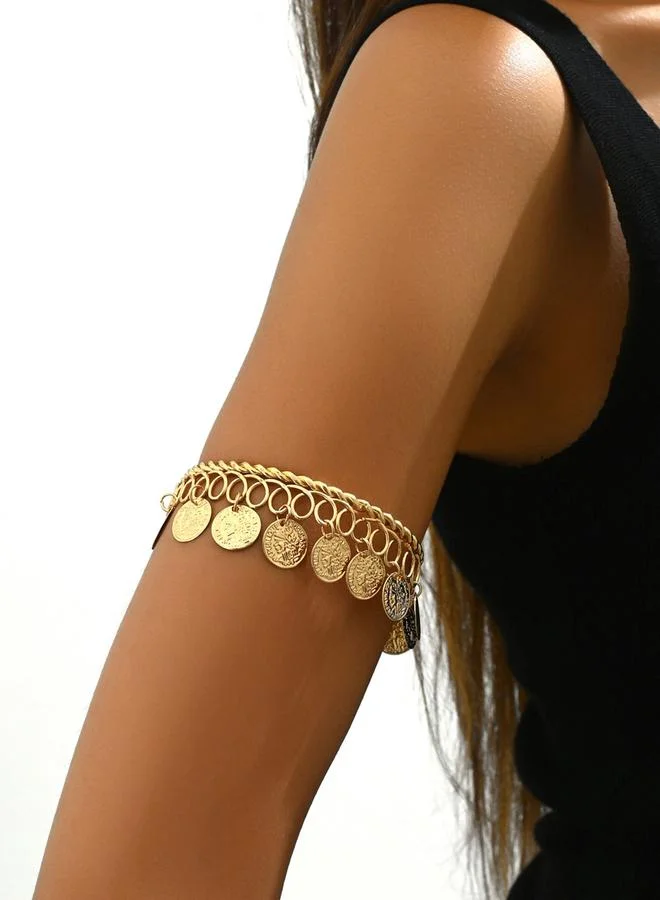Take Two Take Two Gold Tone Coin Upper Arm Cuff Bracelet