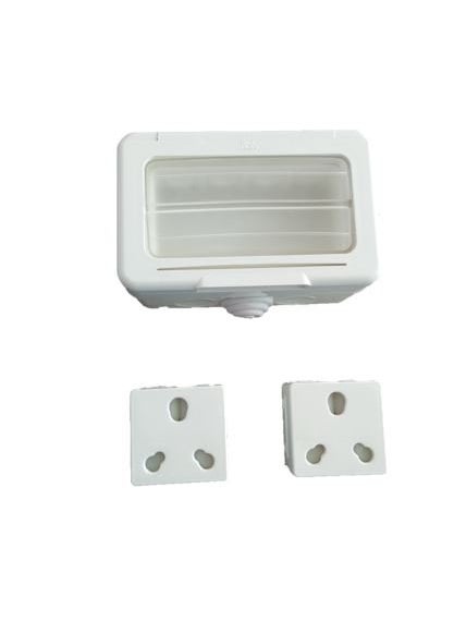 CS cs electric Polyvinyl Chloride Type I 4 Module Waterproof Gang Box with 2 16a Socket White  - Image 1