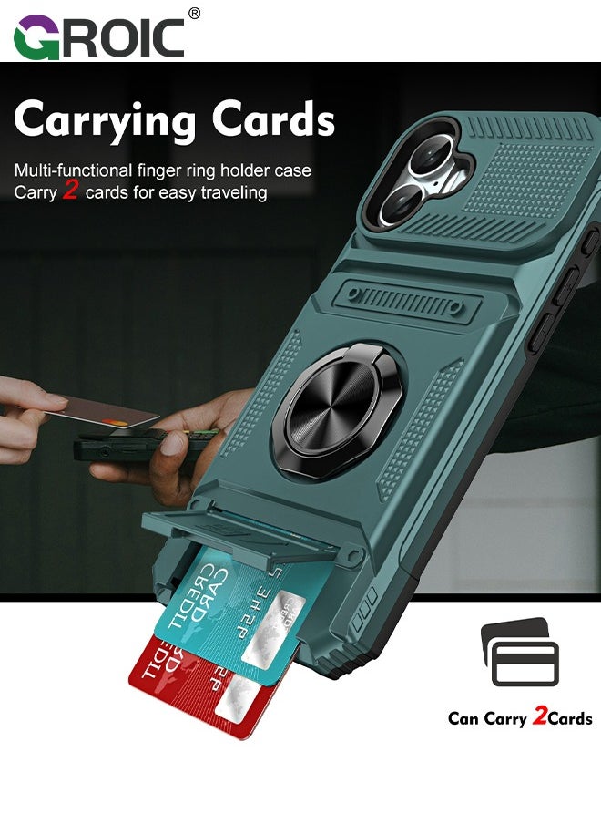 GROIC iPhone 16 Case, iPhone 16 Kickstand Case with Card Slot,Rotated Ring Kickstand Shockproof Protective Cover,iPhone 16 Phone Shell 6.1''  - Image 2