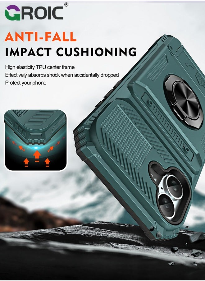 GROIC - iPhone 16 Case, iPhone 16 Kickstand Case with Card Slot,Rotated Ring Kickstand Shockproof Protective Cover,iPhone 16 Phone Shell 6.1'' - Image 1