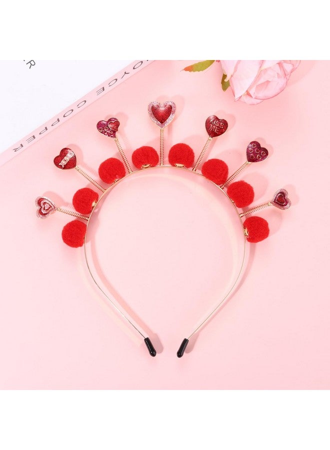 سيالكسهيني عصابة رأس على شكل قلب من عيد الحب للنساء، عصابة رأس على شكل قلب مرصعة بأحجار الراين اللامعة، تاج على شكل قلب، إكسسوار شعر لعيد الحب (الطراز F) - Image 3