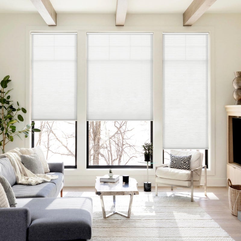 LazBlinds Cordless Cellular Shades, No Tools No Drill Light Filtering Honeycomb Shades Pleated Blinds for Windows, 35'' W x 48'' H, White - Image 5