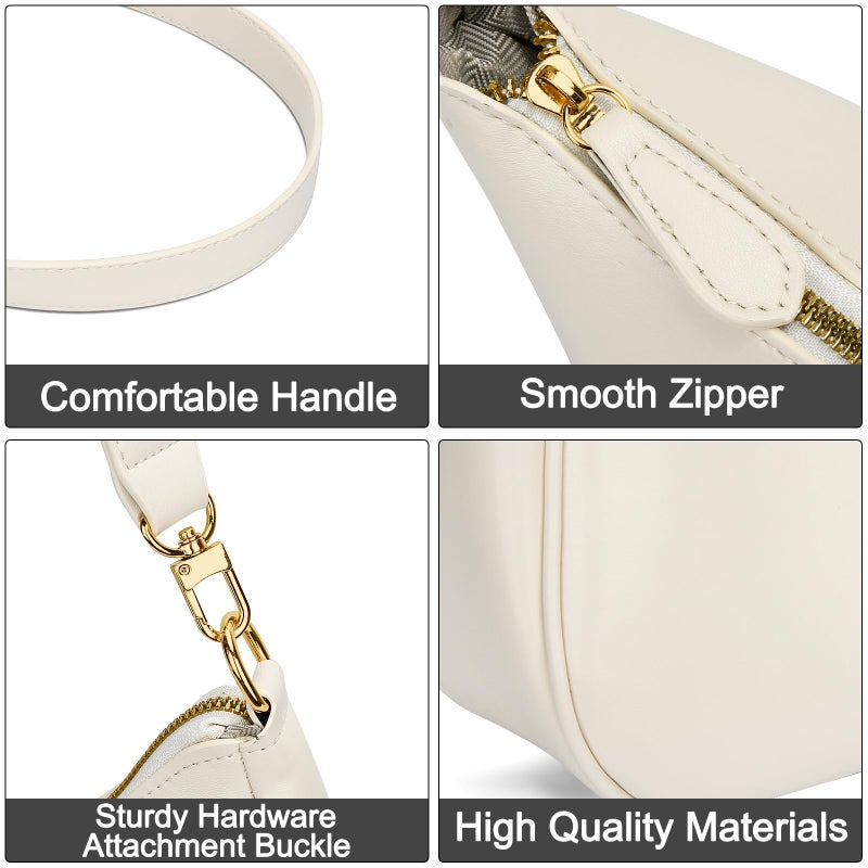 KKXIU Shoulder Bag for Women Cute Hobo and Tote Handbags Retro Clutch Underarm Purse with 2 Removable Straps (Beige) - Image 3