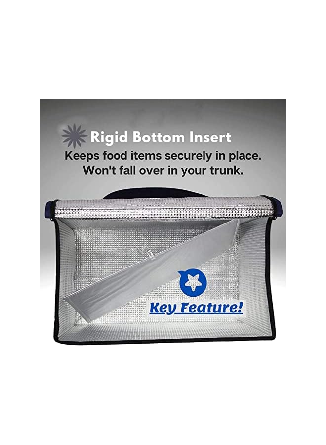 KASTWAVE Delivery Bag Large Insulated Shopping Bag Reusable Cool Bag Food Cooler Bag Washable Reinforced Bottom And Handles Insulated Grocery Bags For Hot Or Cold Food(Grey) - Image 4