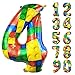 CHANGZHONG 32 Inch Building Block Number 4 Balloons Large Big Helium Foil Mylar Balloon for Girls Boys Birthday Party Decoration Supplies - Image 3