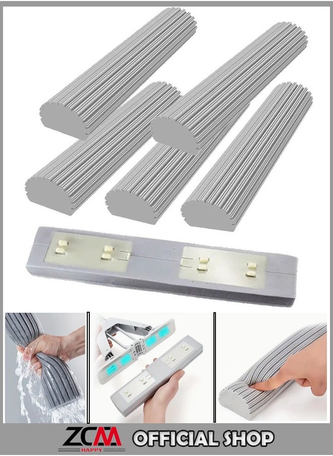 ZCM-HAPPY 6 Piece Set of Folding Mop Head Absorbent Sponge Mop Head Replacement Collodion Head Cleaning Mop Heads Mop Head Accessories Durable Replacement Mop Head Set for Home Cleaning  - Image 1