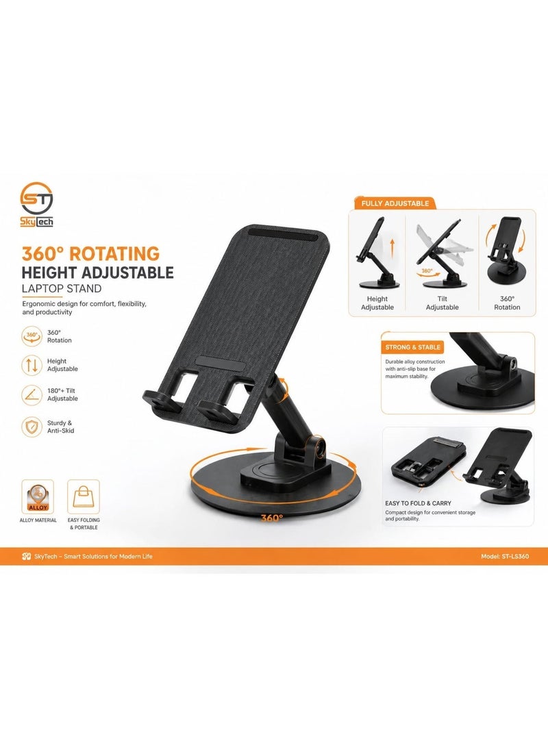 Sky Tech 360° Rotating Desktop Phone Holder – Adjustable and Foldable, Provides Multiple Viewing Angles, Compatible with All Smartphones - Image 2