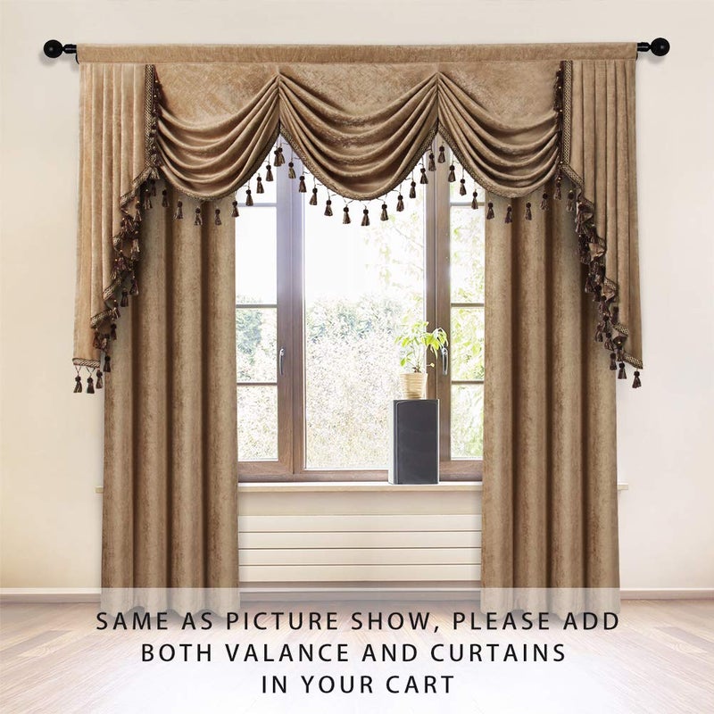 ELKCA Thick Chenille Window Curtains Valance for Living Room Coffee Waterfall Valance for Bedroom Rod Pocket(W89inch  1 Piece) - Image 2