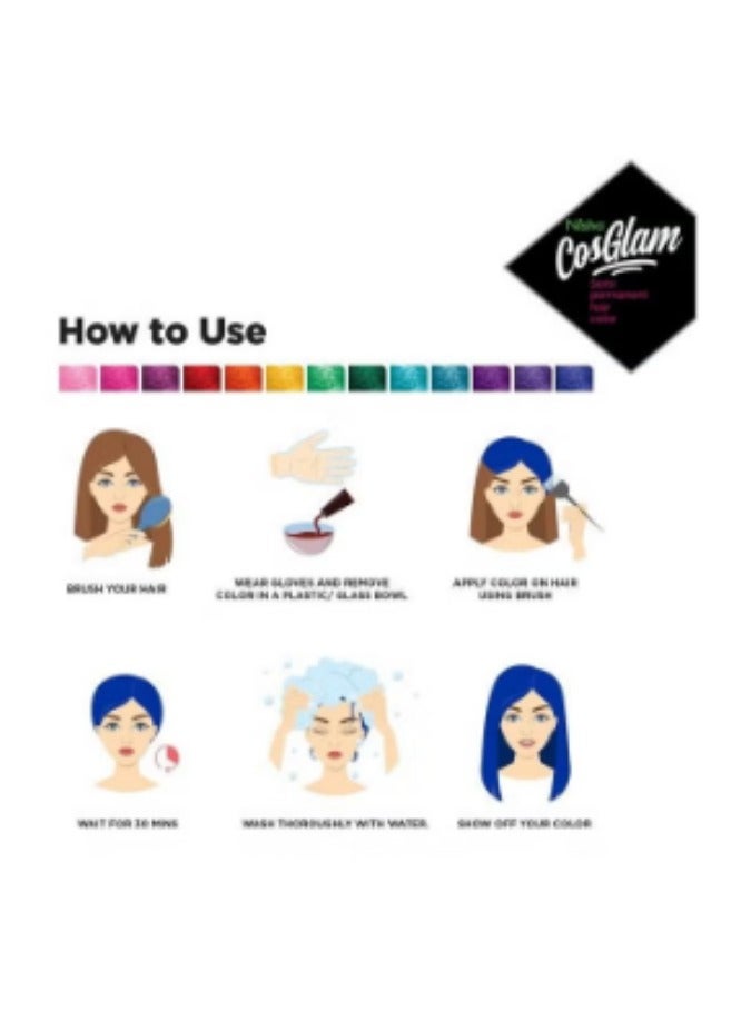 Generic Cosglam Semi Permanent Hair Color For Unisex, Infused Conditioner, Glossy Finish, No Ammonia, No Peroxide & Non Oxidative, Vegan Highlights Hair Dye 120G #51 Wonder Blue  - Image 4