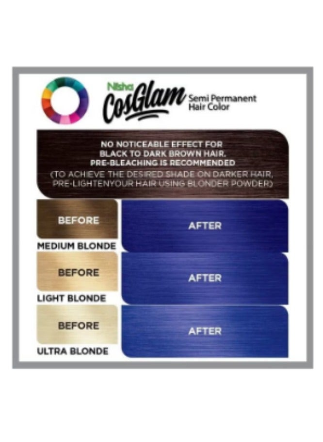 Generic Cosglam Semi Permanent Hair Color For Unisex, Infused Conditioner, Glossy Finish, No Ammonia, No Peroxide & Non Oxidative, Vegan Highlights Hair Dye 120G #51 Wonder Blue  - Image 3