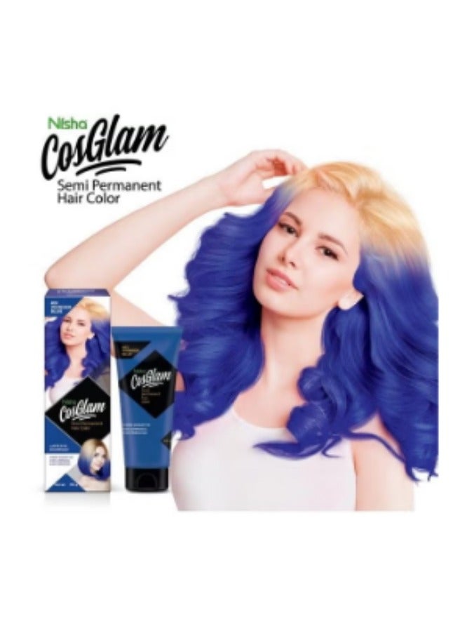 Generic Cosglam Semi Permanent Hair Color For Unisex, Infused Conditioner, Glossy Finish, No Ammonia, No Peroxide & Non Oxidative, Vegan Highlights Hair Dye 120G #51 Wonder Blue  - Image 5