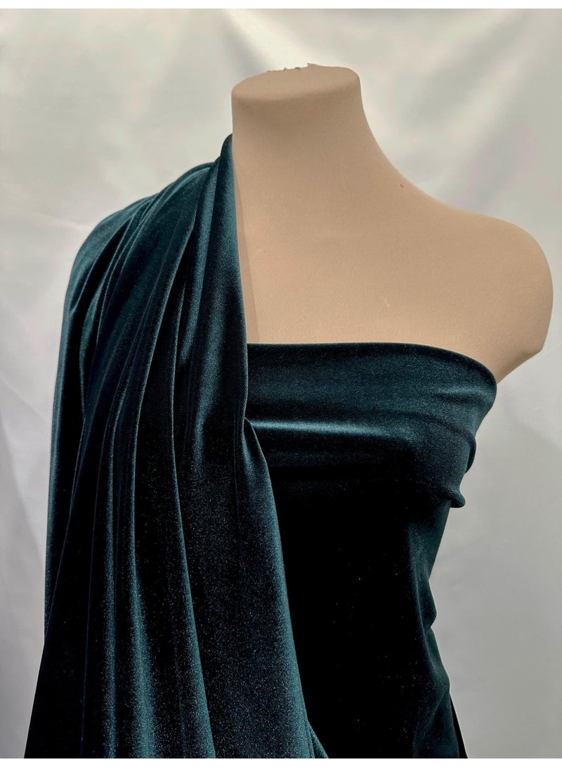 JewelOnPalette Dark Green Velvet Fabric – Luxury 4-Way Stretch Velvet Fabric by the Yard – Soft, Smooth & Elegant Material | 56" Wide - Image 1