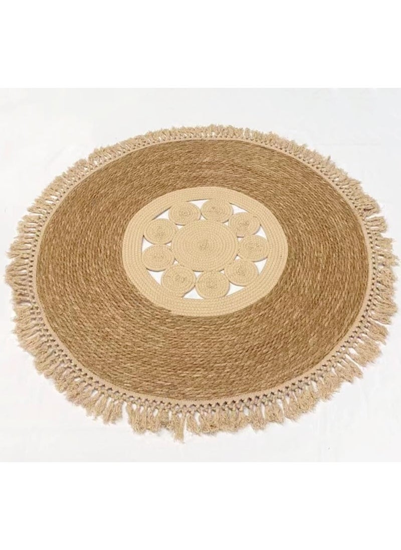 LINGWEI Jute Rug Carpet Natural Round Handmade Jute Rug Carpet For Living room Farmhouse Braide Reversible Area Rug Door Mat Floor Carpet  - Image 1