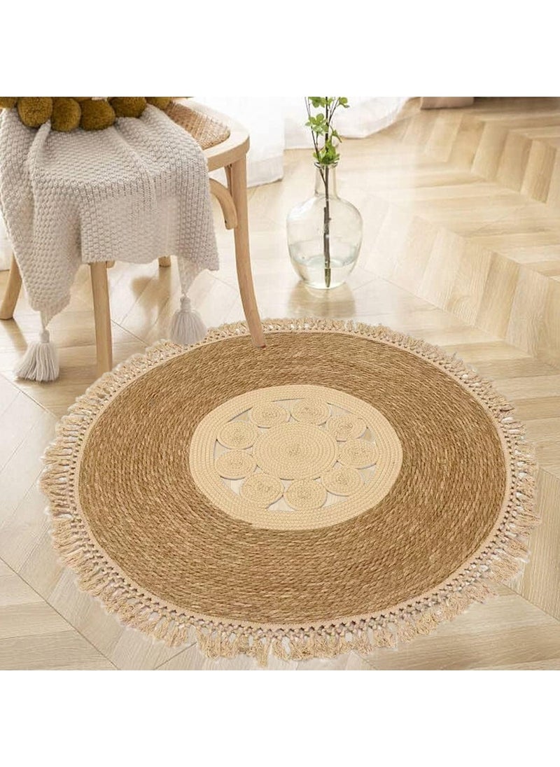 LINGWEI Jute Rug Carpet Natural Round Handmade Jute Rug Carpet For Living room Farmhouse Braide Reversible Area Rug Door Mat Floor Carpet  - Image 2