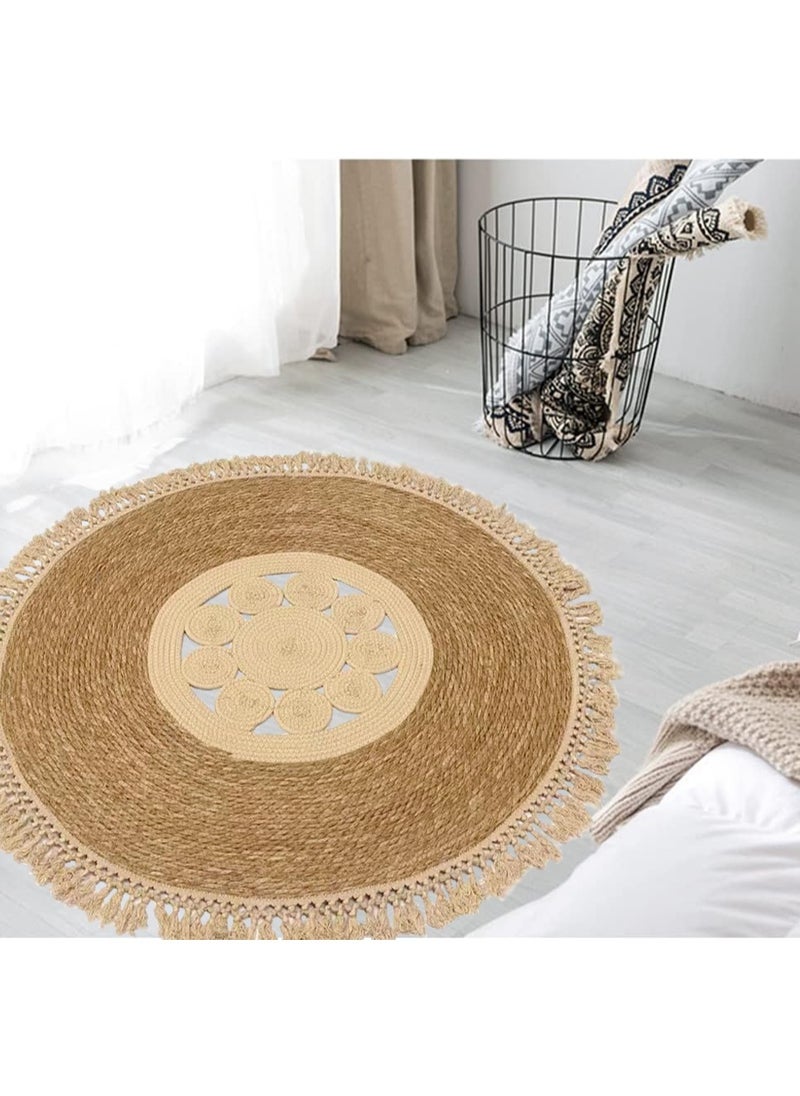 LINGWEI Jute Rug Carpet Natural Round Handmade Jute Rug Carpet For Living room Farmhouse Braide Reversible Area Rug Door Mat Floor Carpet  - Image 3