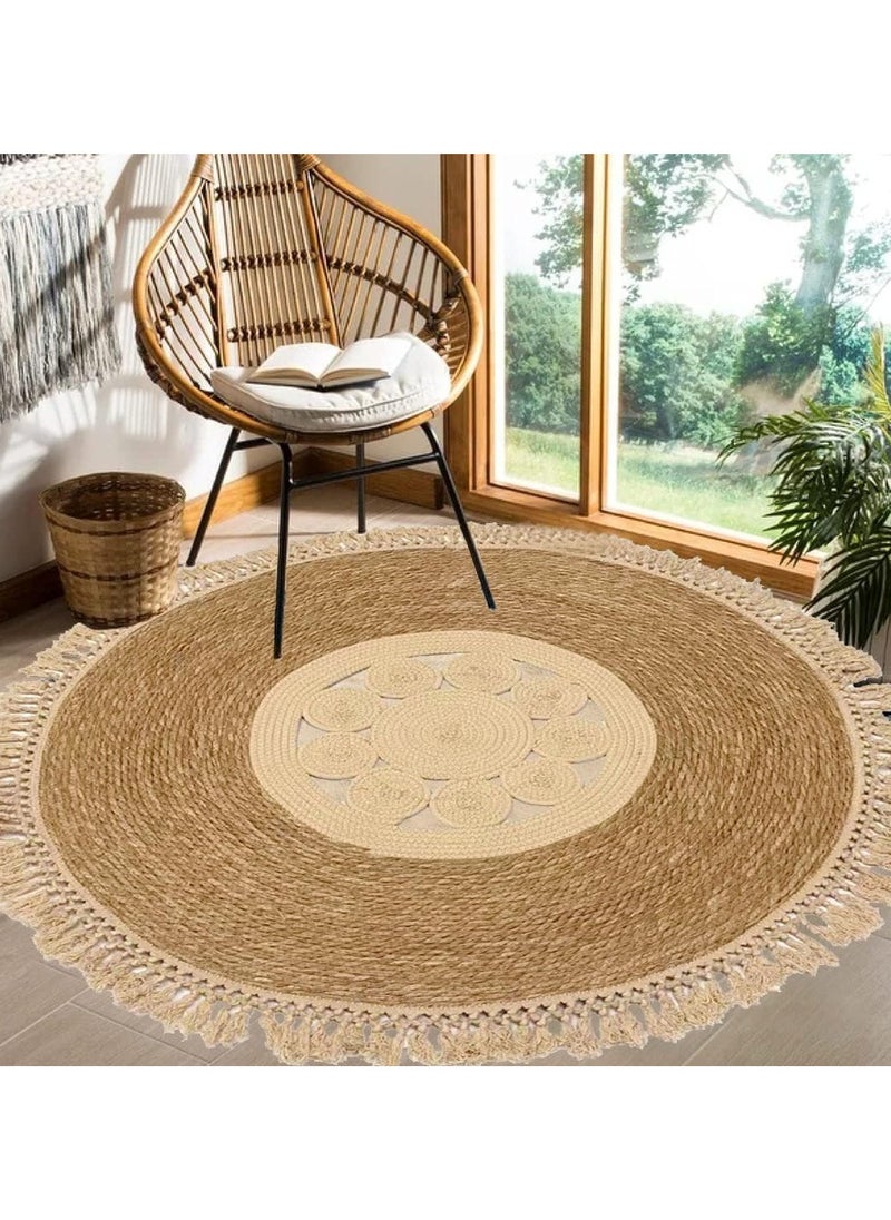 LINGWEI Jute Rug Carpet Natural Round Handmade Jute Rug Carpet For Living room Farmhouse Braide Reversible Area Rug Door Mat Floor Carpet  - Image 4