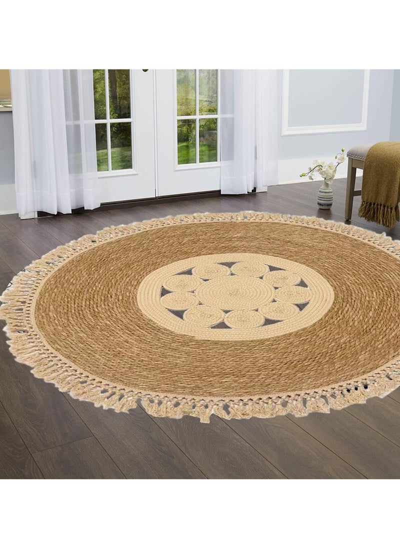 LINGWEI Jute Rug Carpet Natural Round Handmade Jute Rug Carpet For Living room Farmhouse Braide Reversible Area Rug Door Mat Floor Carpet  - Image 5
