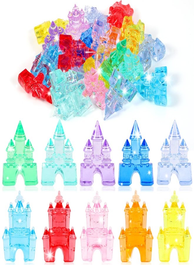 Niceup Acrylic Priness Castle Figurines Princess Easter Egg Fillers Party Favors Crystal Gems About 65pcs 1.6inch Small Goodie Bags Tressure Gemstones for Hide & Seek Game Cake Decoration - Image 1
