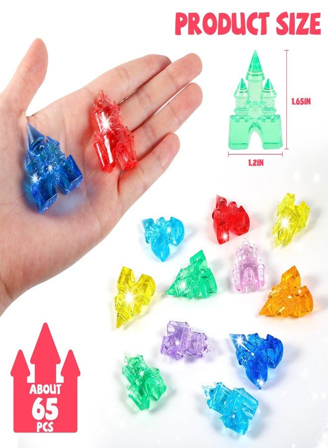 Niceup Acrylic Priness Castle Figurines Princess Easter Egg Fillers Party Favors Crystal Gems About 65pcs 1.6inch Small Goodie Bags Tressure Gemstones for Hide & Seek Game Cake Decoration - Image 3