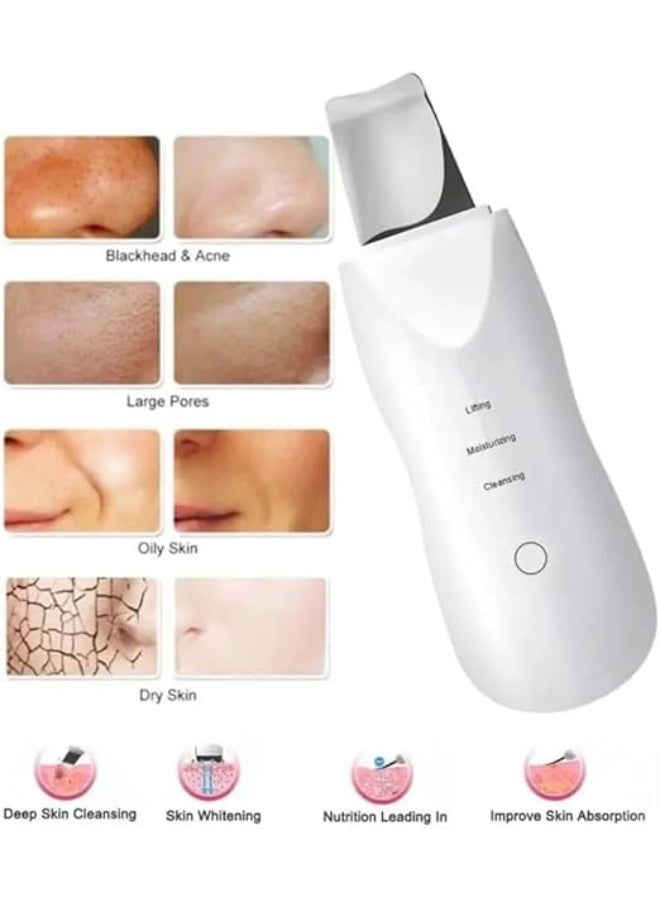 جهاز تنظيف وتقشير الوجه العميق بالموجات فوق الصوتية | سكراب لإزالة الرؤوس السوداء والدهون وشد البشرة | 3 في 1 (تنظيف، ترطيب، رفع) | أداة علاج المسام وتفتيح الوجه قابلة لإعادة الشحن - Image 2