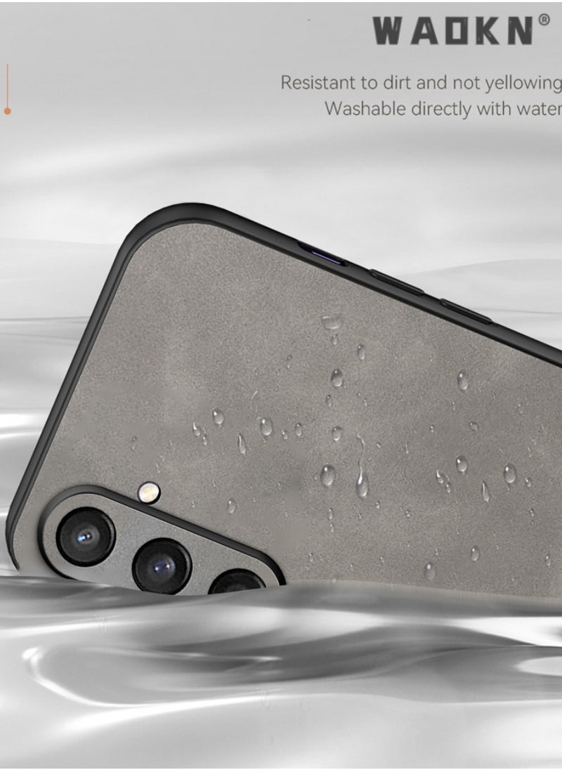 WAOKN Samsung Galaxy A55 Case, Designed for Galaxy A55 5G Case,Luxury Business Retro Premium PU Leather Phone Case, Shockproof Bumper Full Body Protective Cover Phone Cases for Samsung Galaxy A55 5G (Grey)  - Image 4