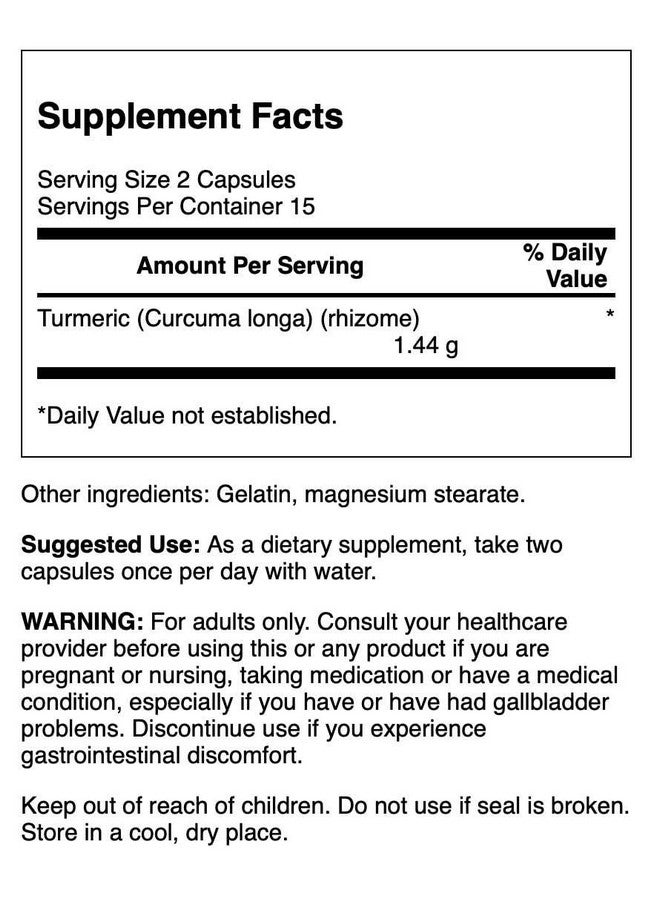 Swanson Turmeric 720 Milligrams 30 Capsules - Image 2