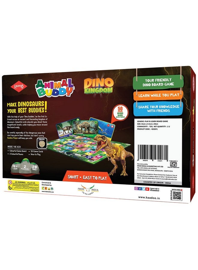 كادو Animal Buddy - Dino Kingdom - Dinosaur Exploration Game - Play & Learn Kids Board Game - مقدمة رائعة للأطفال من سن 4 سنوات فما فوق - صنع بالكامل في الهند (لاعبان، متعدد الألوان) - Image 2