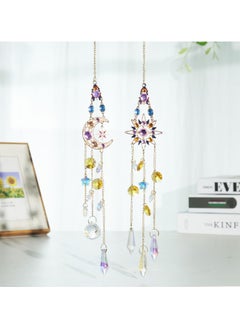 SYOSI 2 Pcs Crytsal Suncatcher Amethyst Decor Sun and Moon Pendant Wall Decor for Window Moon Dream Catchers with Crystals Rainbow Maker Garden Indoor Outdoor Home Decorations  - Image 2