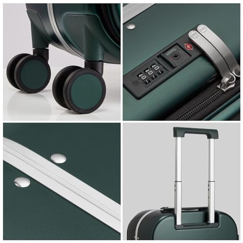 mixi Luggage Suitcase with Spinner Wheels, 24'' Checked Travel Luggage Aluminum Frame PC Hardside with TSA Lock & Cover - Blackish Green - Image 5