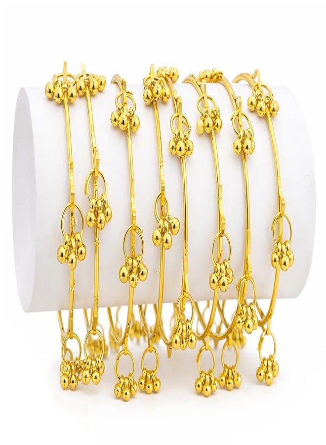SUPER SOFTENER 8 Pcs Ghunghroo Kashmiri Bangles Set for Women Stylish | Gold Tone Kashmiri Chudi | Lightweight Traditional Jewellery - Image 1