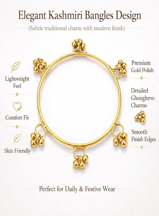 SUPER SOFTENER 8 Pcs Ghunghroo Kashmiri Bangles Set for Women Stylish | Gold Tone Kashmiri Chudi | Lightweight Traditional Jewellery - Image 3