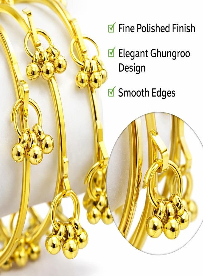 SUPER SOFTENER 8 Pcs Ghunghroo Kashmiri Bangles Set for Women Stylish | Gold Tone Kashmiri Chudi | Lightweight Traditional Jewellery - Image 4