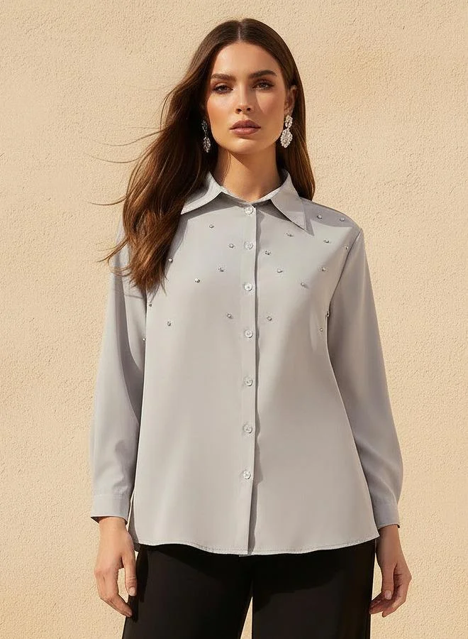 سبلاش فيڤ Shirt with Stone Embellishment