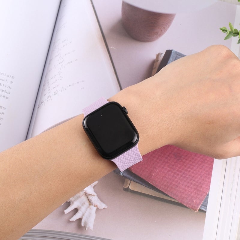 Rose Gold Buckle Silicone Watch Band For Apple Watch Series 7 45mm/6&SE&5&4 44mm/3&2&1 42mm(Lavender Purple)