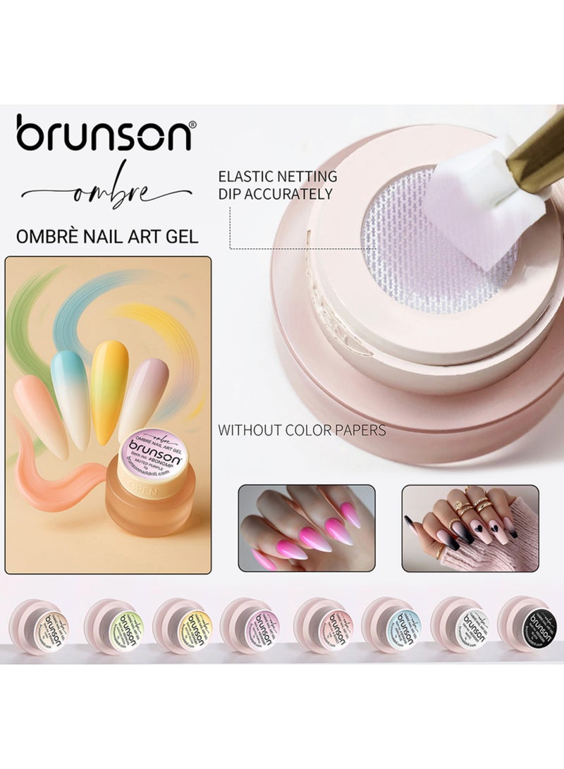 brunson Nail Art Gel - Brunson 2-in-1 Cushion Patting Ombre Nail Art Gel 8gm – UV/LED Nail Gel for Gradient Ombre, French Nail Art & Creative Designs | Sponge & Brush Dual Application Gel for Professional Salon Use - Image 2