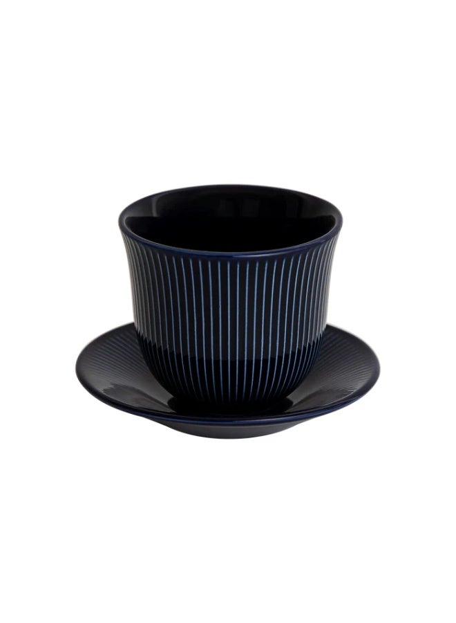Loveramics Brewers 250ml Embossed Porcelain Tasting Cup With 13cm Plate Cobalt
