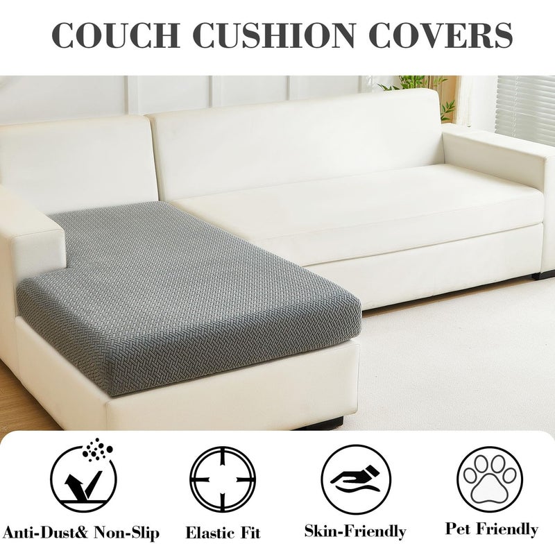 Disayu Sofa Covers Couch Covers for Sofa Pet Friendly Couch Cushion Covers Universal Sofa Covers Washable Stretch Slipcovers for Sectional Sofa (Texture Gray,Chaise Cover) - Image 3